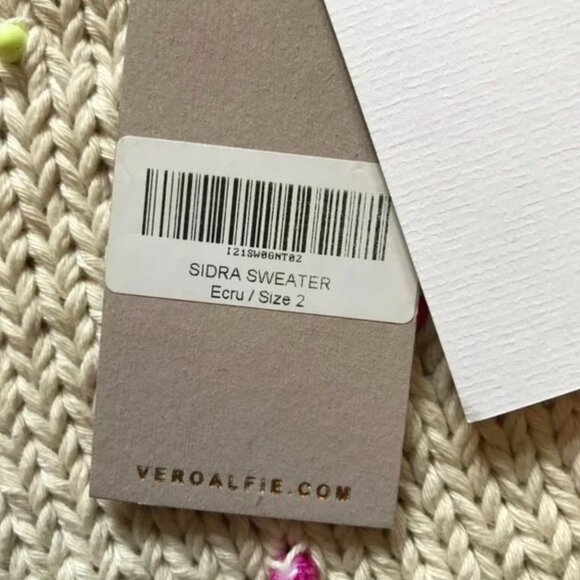 NWT Vero Alfie Sidra Sweater Womens Medium Cream Beaded Crew Neck Anthropologie - Picture 5 of 11